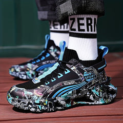 Men's Knit Breathable Running Shoes Lace Up Soft Sole Sneakers