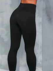 Ribbed Drawstring Running Leggings High Waist Yoga Pants