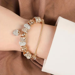 Crystal Heart Charm Bracelet Snake Chain Women Gift