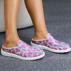 Pink Spot Flat Mules Sneakers Slip-On Canvas Shoes