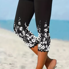 Floral Print Skinny Cropped Leggings Women's Clothing