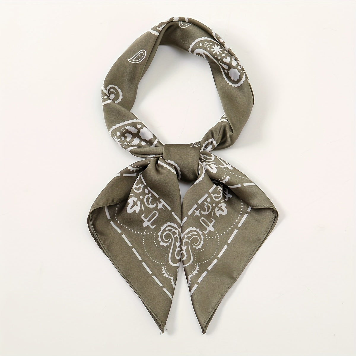 Dark Green Paisley Print Bandana Square Scarf Neckerchief