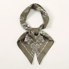 Dark Green Paisley Print Bandana Square Scarf Neckerchief