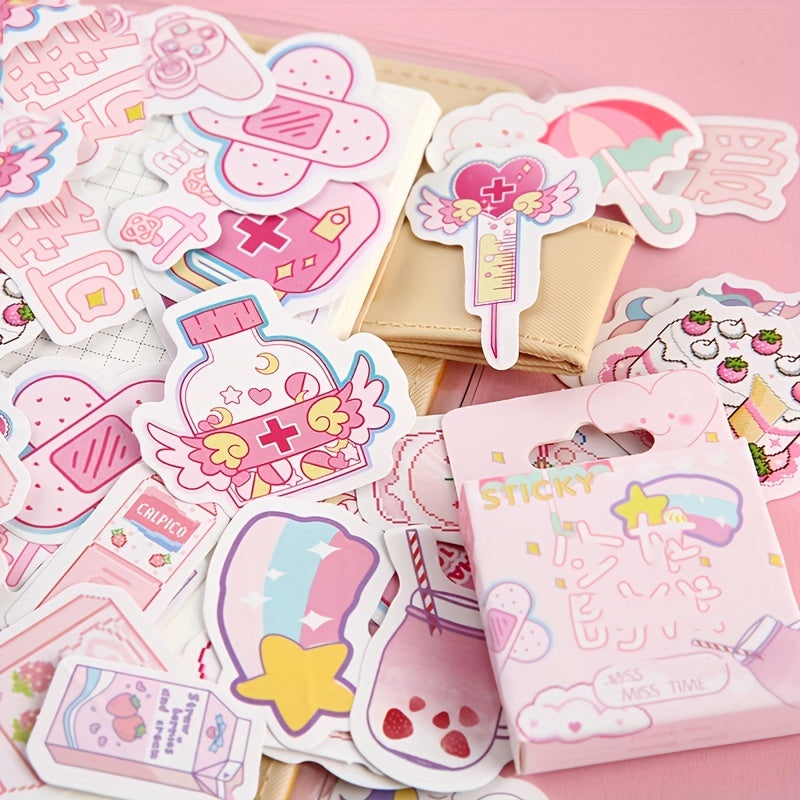 46pcs Cartoon Stickers Kids Journal Decor Small Pattern Stickers