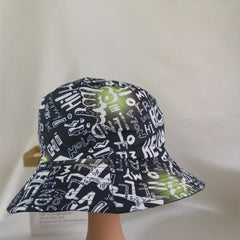 HELLO Letter Print Fisherman Hat Double-sided Casual Bucket Hat