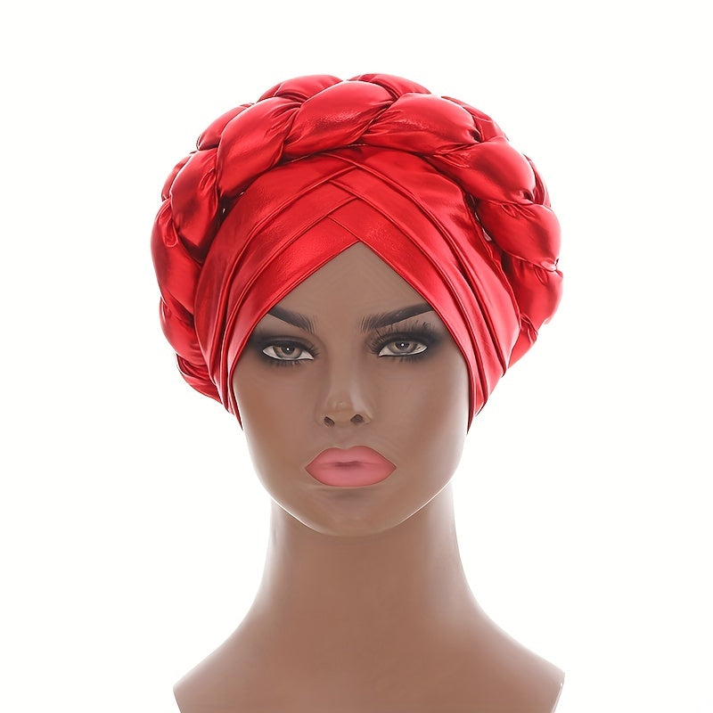 Red Hot Stamping Turbans Bright Head Wraps Twist Braid Bonnet