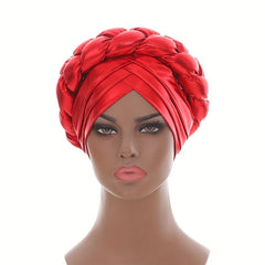 Red Hot Stamping Turbans Bright Head Wraps Twist Braid Bonnet