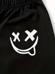 3pcs Boys Active Sweatpants Smiling Print Kids Clothing