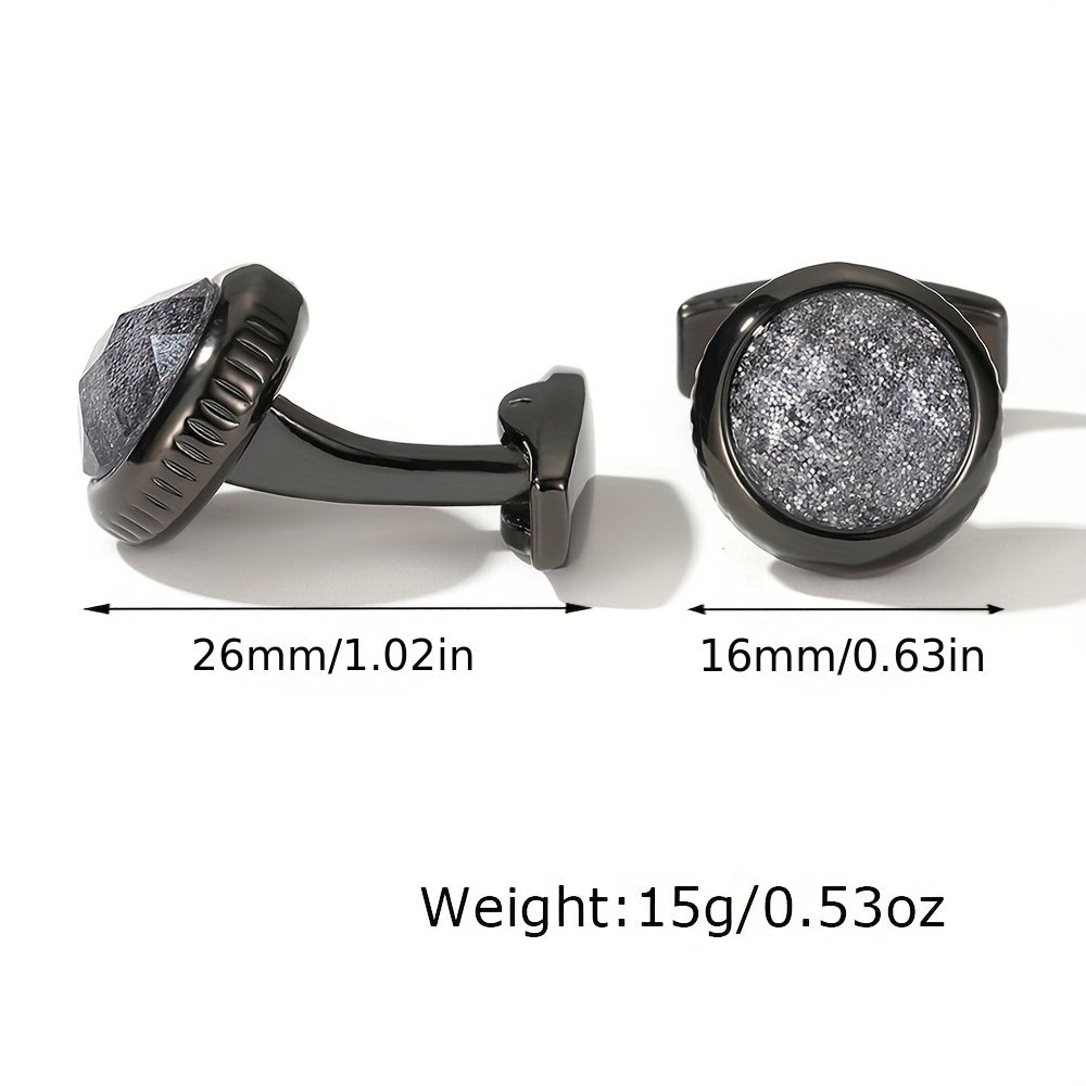 Colorful Crystal Round Men's Shirt Cufflinks Closure