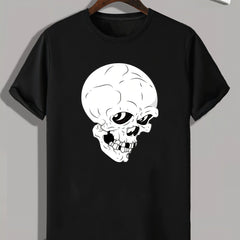 Skull Print Men's Graphic T shirt for Summer