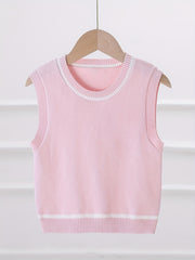 Girls' Knit Vest Flower Decor Sweater Pullover for Autumn/Winter