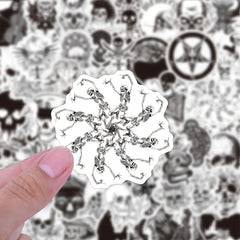 50pcs Gothic Skull Stickers Laptop Waterproof Vinyl Halloween Decoration
