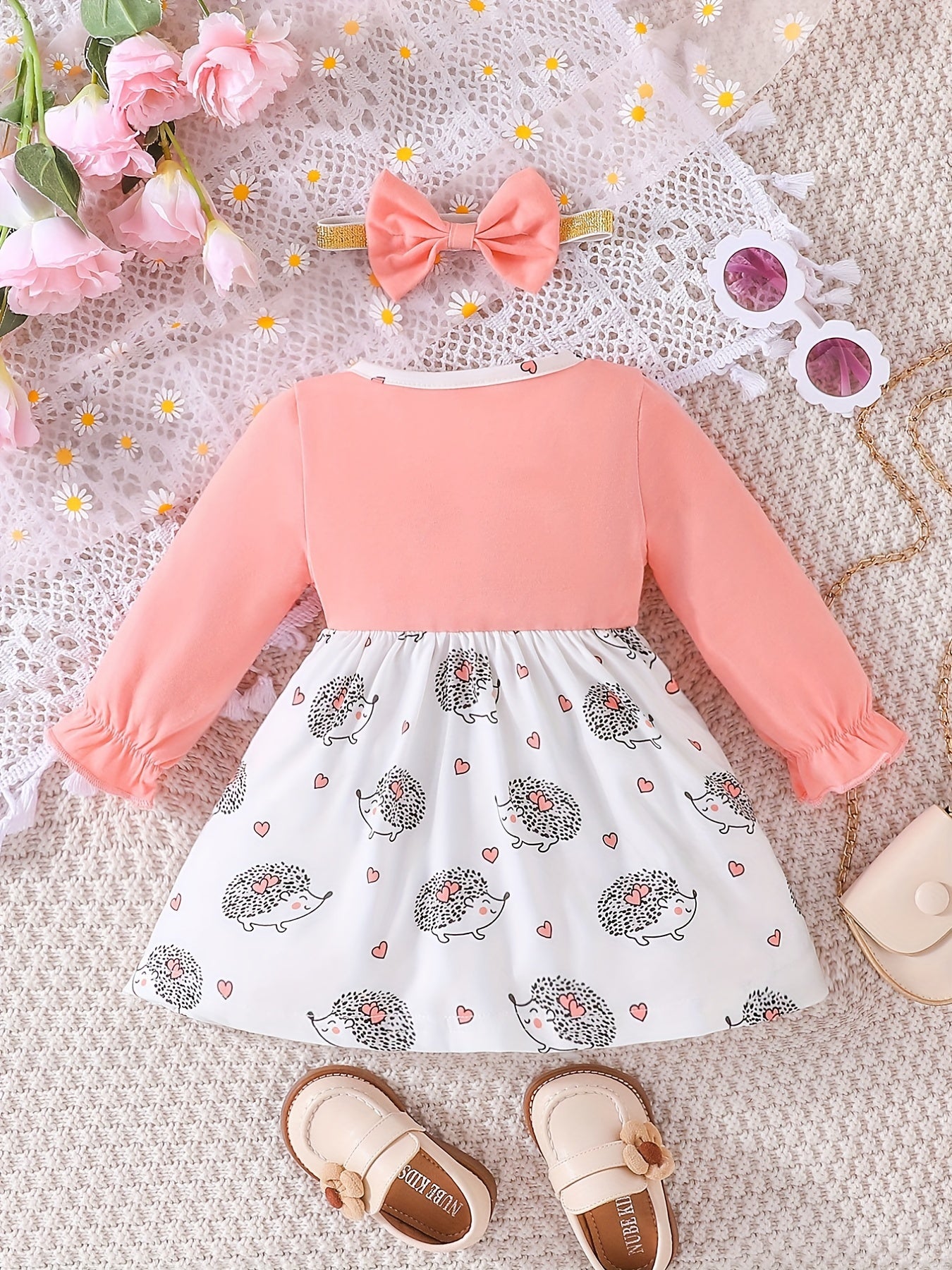 Baby Girl's Cartoon Print Splicing Dress