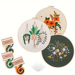 Embroidery Starter Kit Flower Plant Pattern Cross Stitch Set