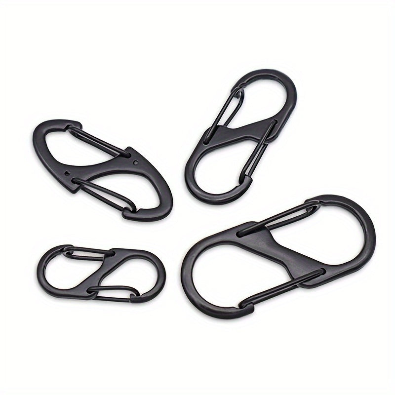 10pcs Stainless Steel S Type Carabiner With Lock Keychain Hook Camping Key Lock