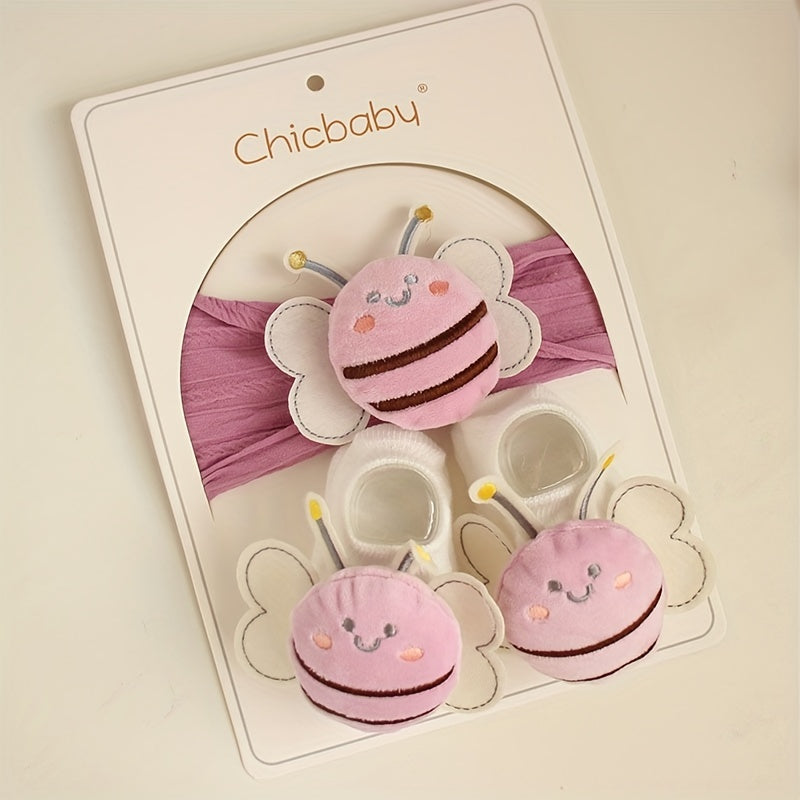 Baby Girls Hair Tie & Socks Set Bee Headwear Infant Toddler Children s Box
