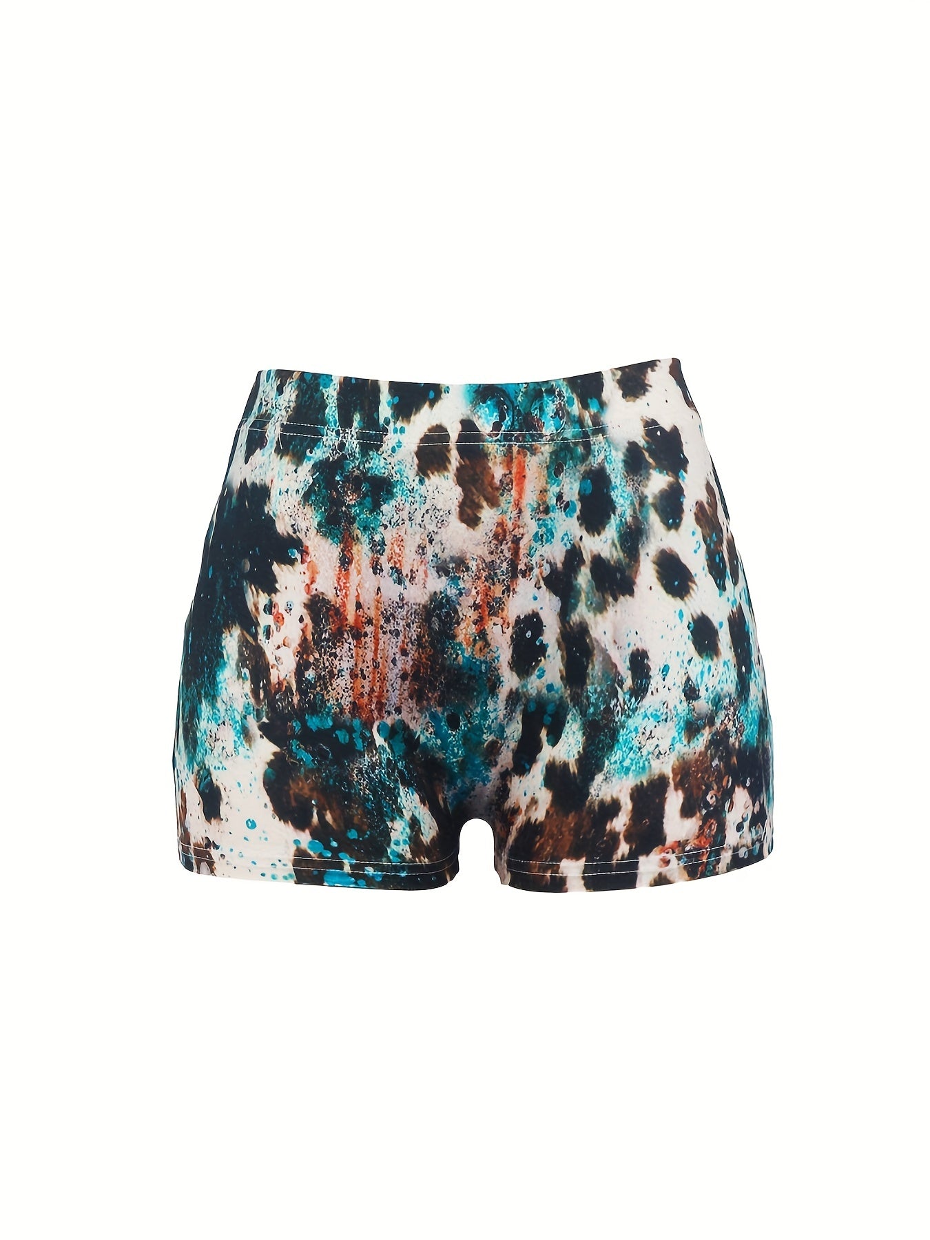 Bull Skull Print Skinny Shorts Women's Clothing
