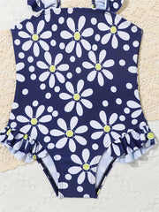 Floral One Piece Swimsuit for Toddler Girls - Beach Fun