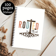Inspirational Rooted in Christ Spiral Notebook Mixed Colors 100 Pages