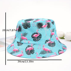 Flamingo Print Bucket Hat Casual Cartoon Basin Hat For Women Men