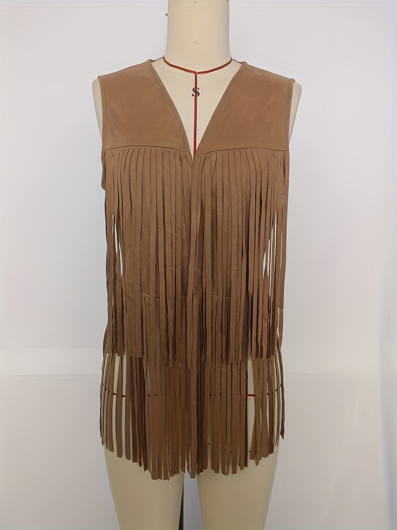 Vintage Western Style Sleeveless Vest with Tassel Detail