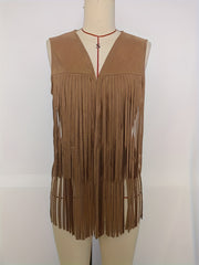 Vintage Western Style Sleeveless Vest with Tassel Detail