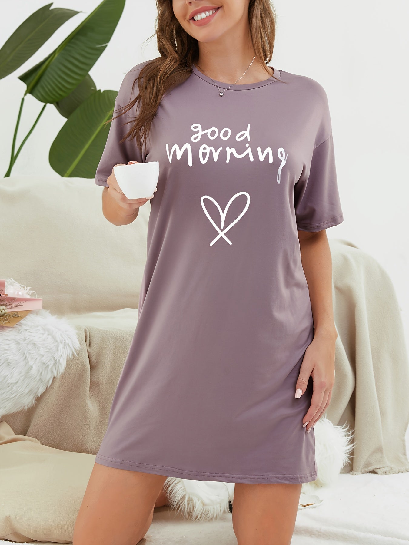 Soft & Comfy Short Sleeve Lounge Dress for Women