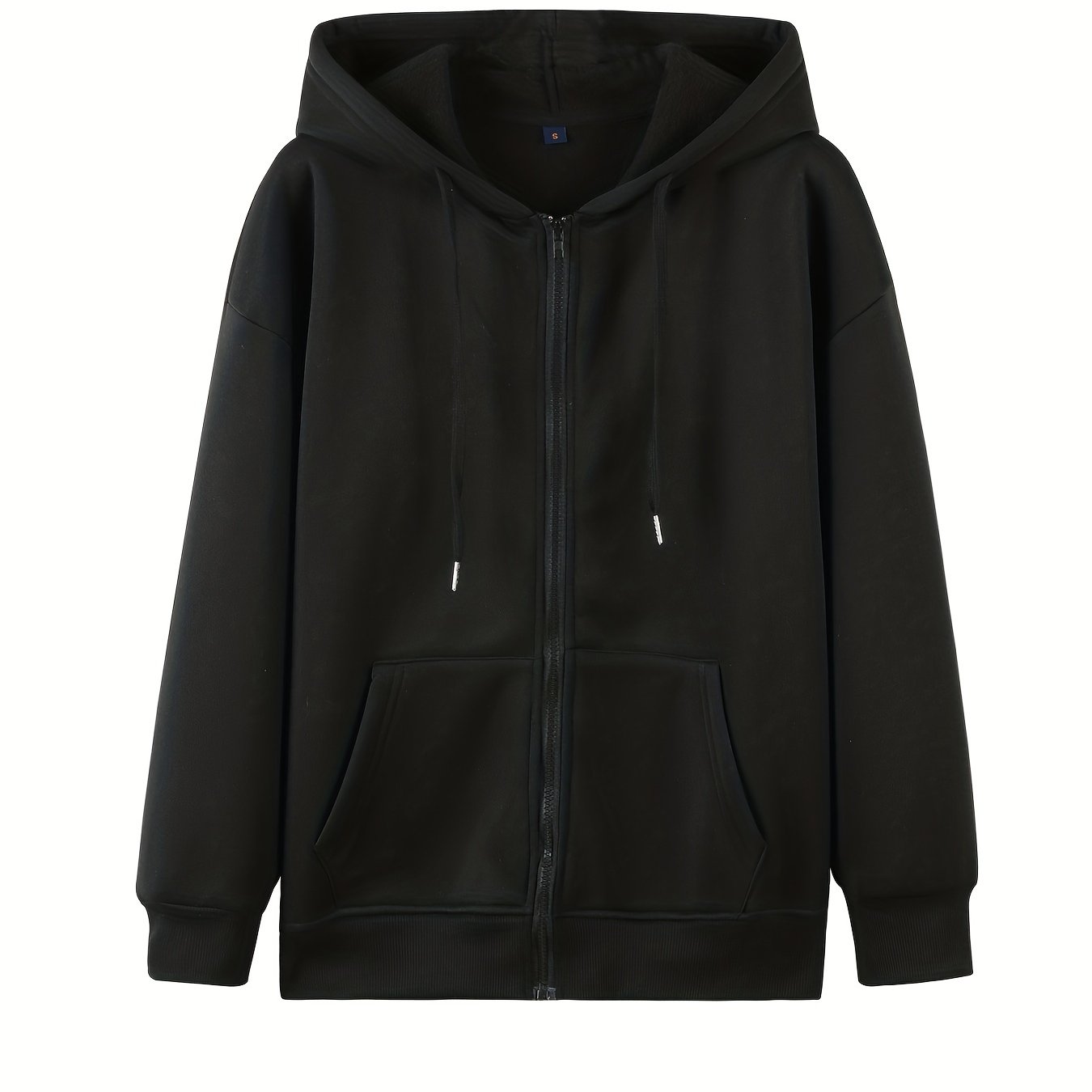 Casual Drawstring Zip Hoodie Long Sleeve Sweatshirt