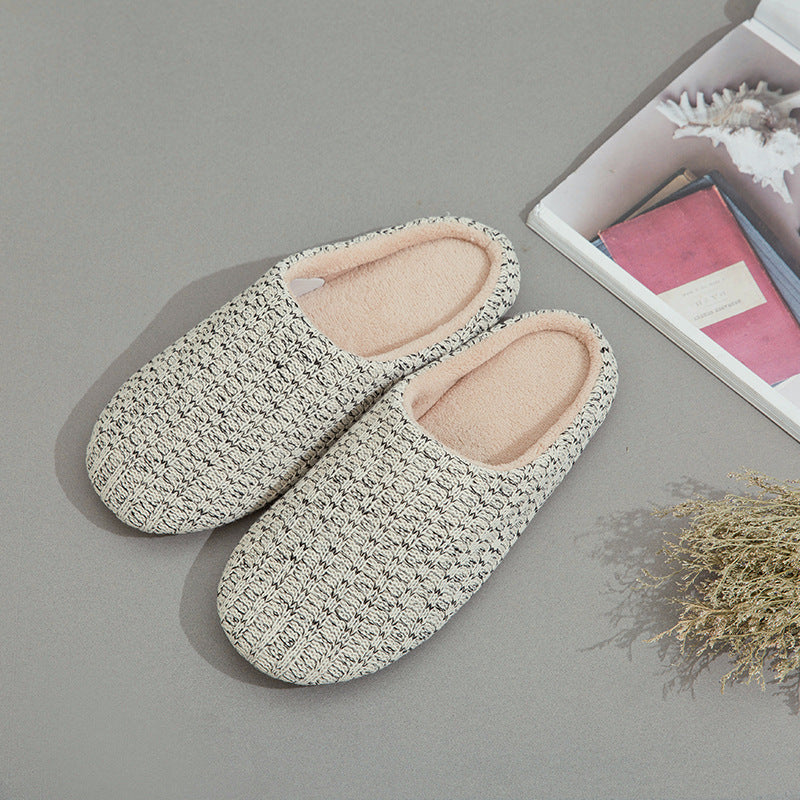 Men's Striped Comfortable Slippers Warm Cotton Lining Indoor Outdoor