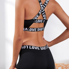 Criss Cross Back Sports Bra & Panties Set