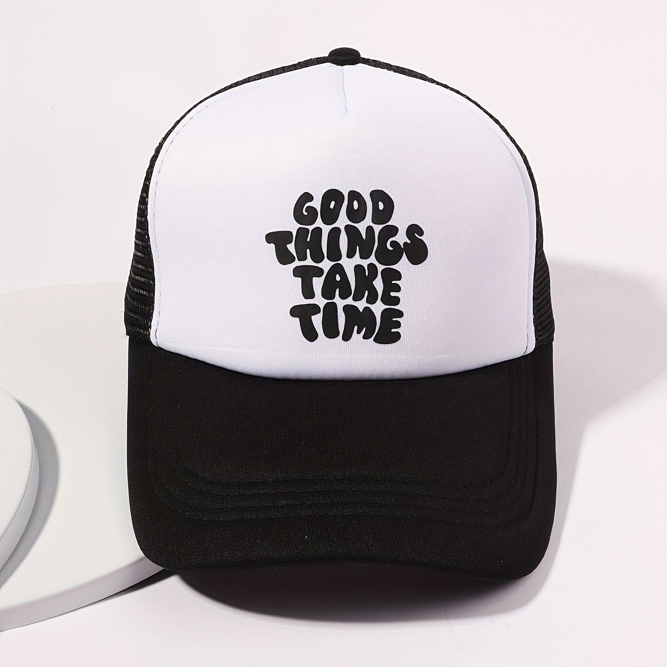 Printed Mesh Trucker Hat Block Baseball Cap Unisex Dad Hat