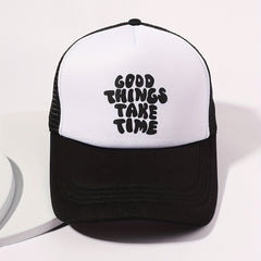 Printed Mesh Trucker Hat Block Baseball Cap Unisex Dad Hat