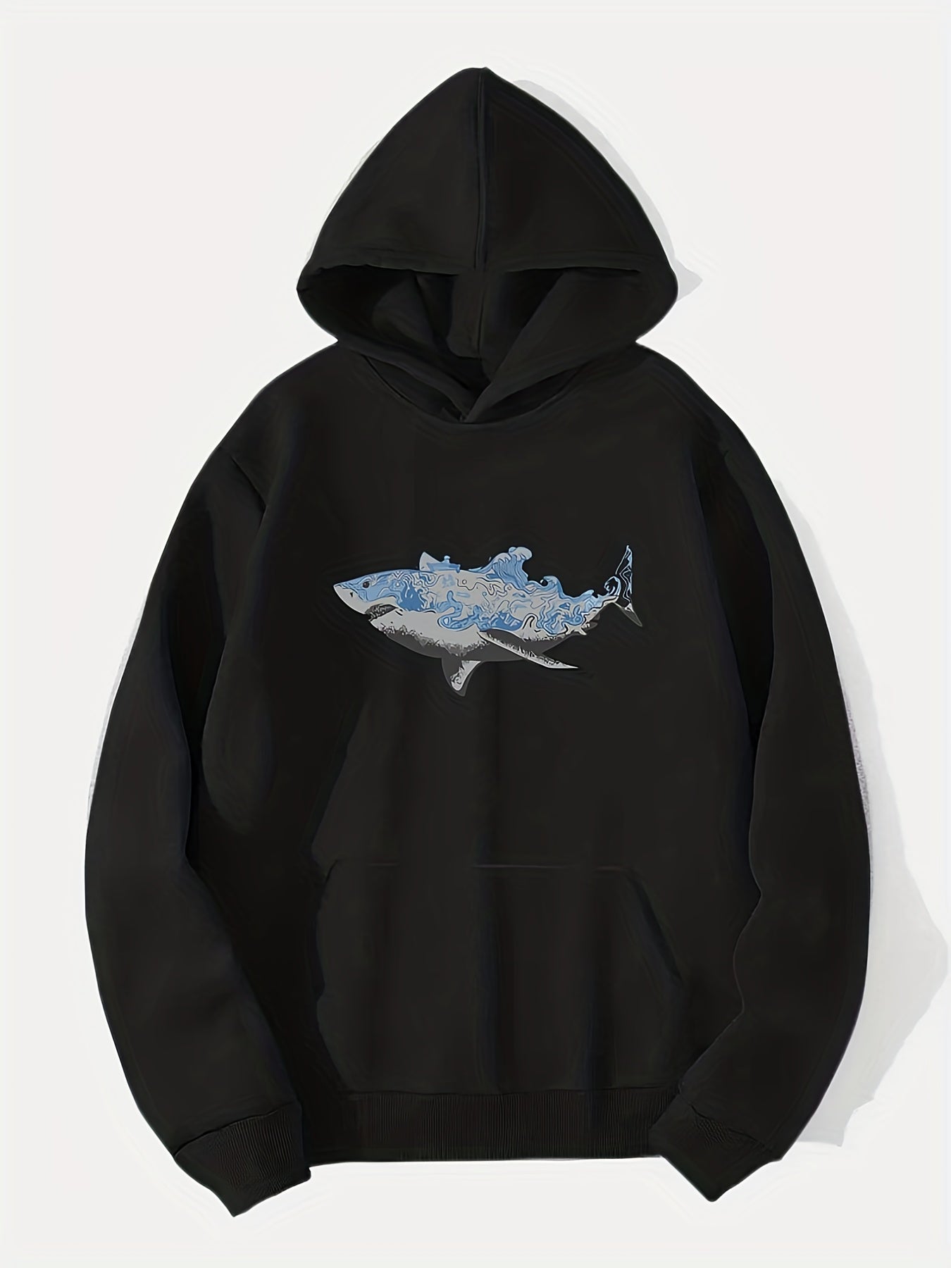 Shark Print Hoodie for Men Casual Graphic Pullover Sweatshirt
