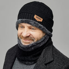 Knitted Woolen Beanie Plus Fleece Thickened Hat Scarf
