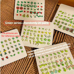 20 Pairs Resin Earrings Heart Leaf Geometric Stud Earrings For Girls