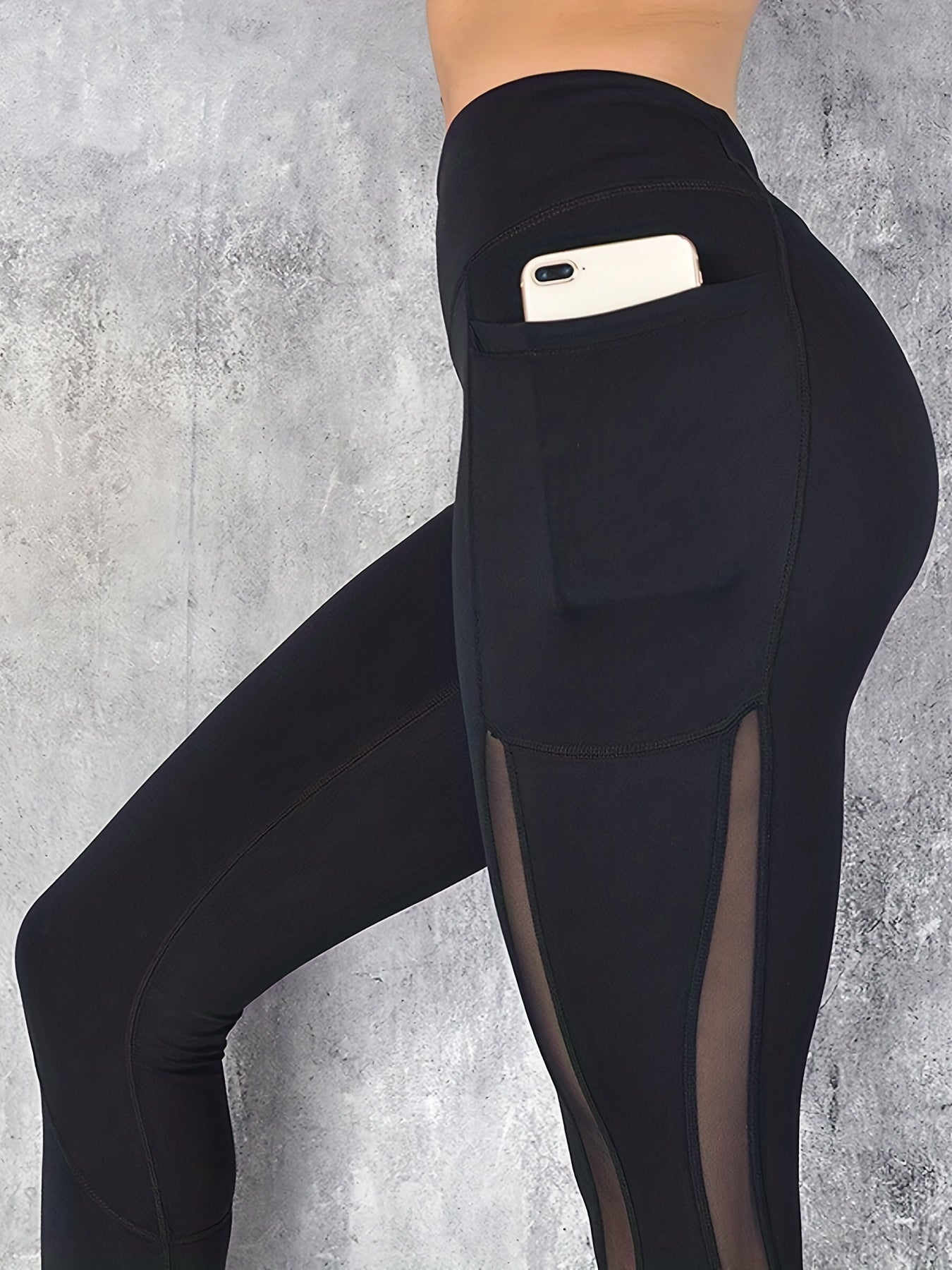 Women's High Rise Yoga Leggings with Mesh Contrast Pipping