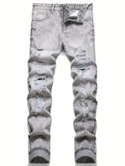 Men's Slim Fit Ripped Jeans Distressed Denim Pants