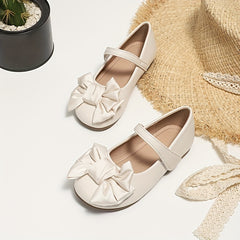 Vintage Bowknot Girls Flat Shoes Lightweight Non-slip Comfortable Spring