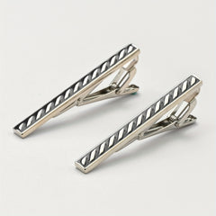Copper Metal Striped Men's Tie Clip
