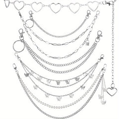 6pcs Punk Jeans Chain Waist Chain Hip hop Rock Chain For Men