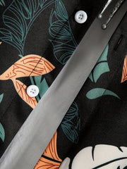 Leaf Pattern Casual Short Sleeve Shirt Men's Hawaiian Shirt