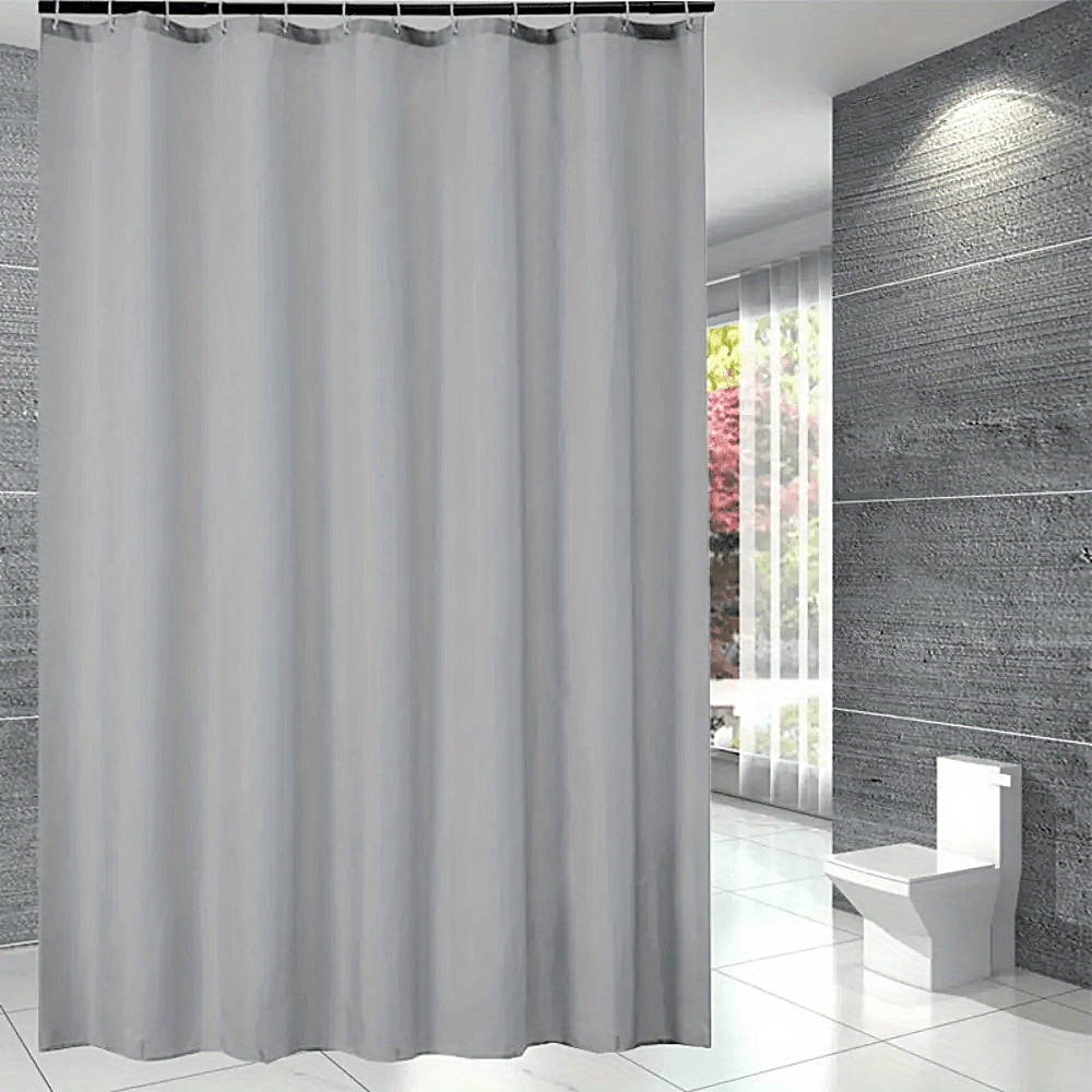 Waterproof Light Gray Shower Curtain with Plastic Hooks