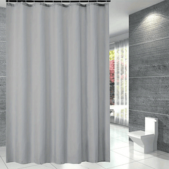 Waterproof Light Gray Shower Curtain with Plastic Hooks