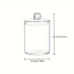 Swab Holder Dispenser Bathroom Container Apothecary Jar Wooden Lid