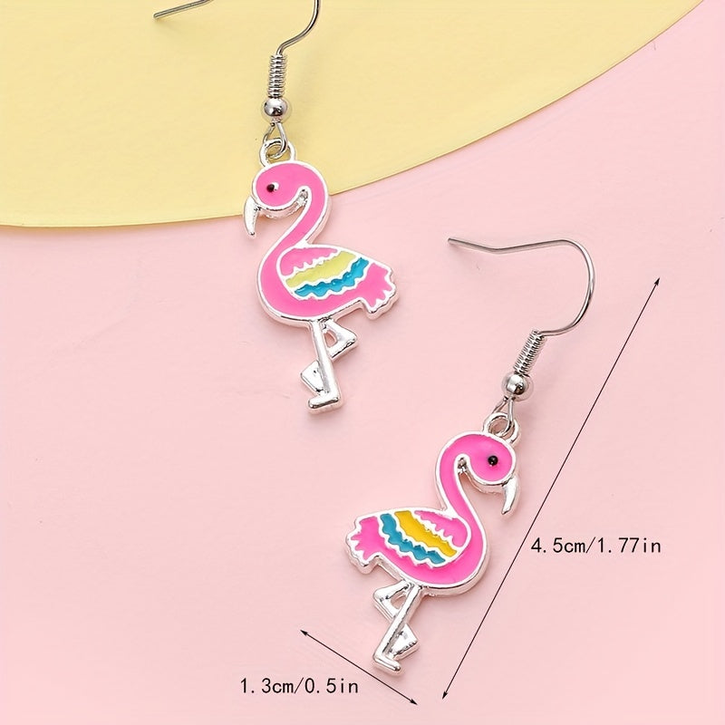 Cartoon Flamingo Earrings Holiday Party Girls Accessories
