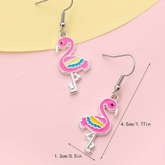 Cartoon Flamingo Earrings Holiday Party Girls Accessories