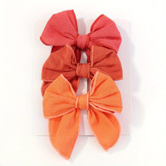 3pcs Plain Bow Hair Clips Set for Baby Girls