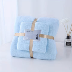 2pcs Solid Coral Fleece Towel Set Soft Hand & Bath Towel