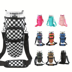 40oz Ice Tumbler Cup Cover w/ Pocket & Strap for Outdoor Travel