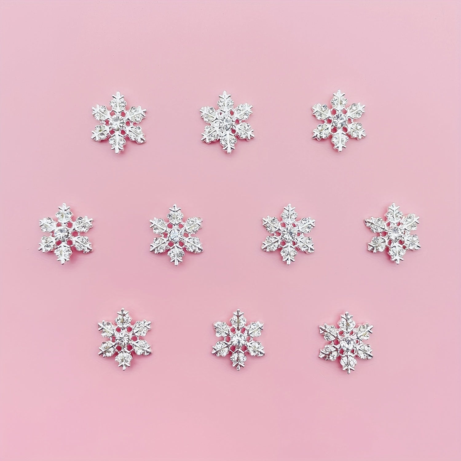10pcs Christmas Snowflake Nail Charms with Rhinestones 3D Nail Gem Jewelry